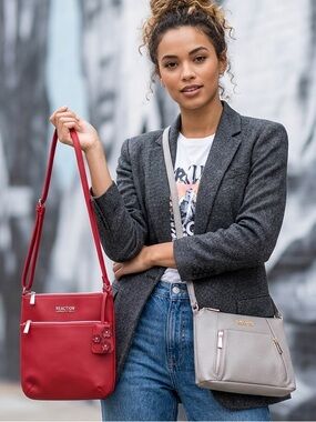 Reaction Kenneth Cole Red and Gray Crossbody Bags - Dual Set